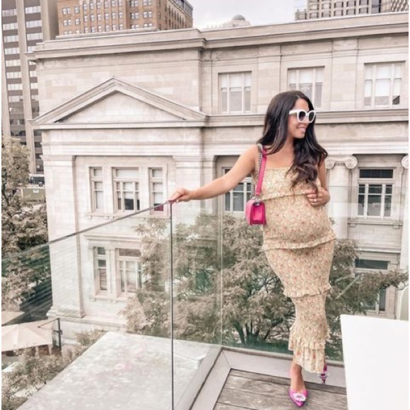 Pinkblush floral smocked bodycon midi dress nwot - Picture 13 of 14